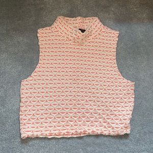 Audrey 3+1 Mock Neck Orange Crop Top